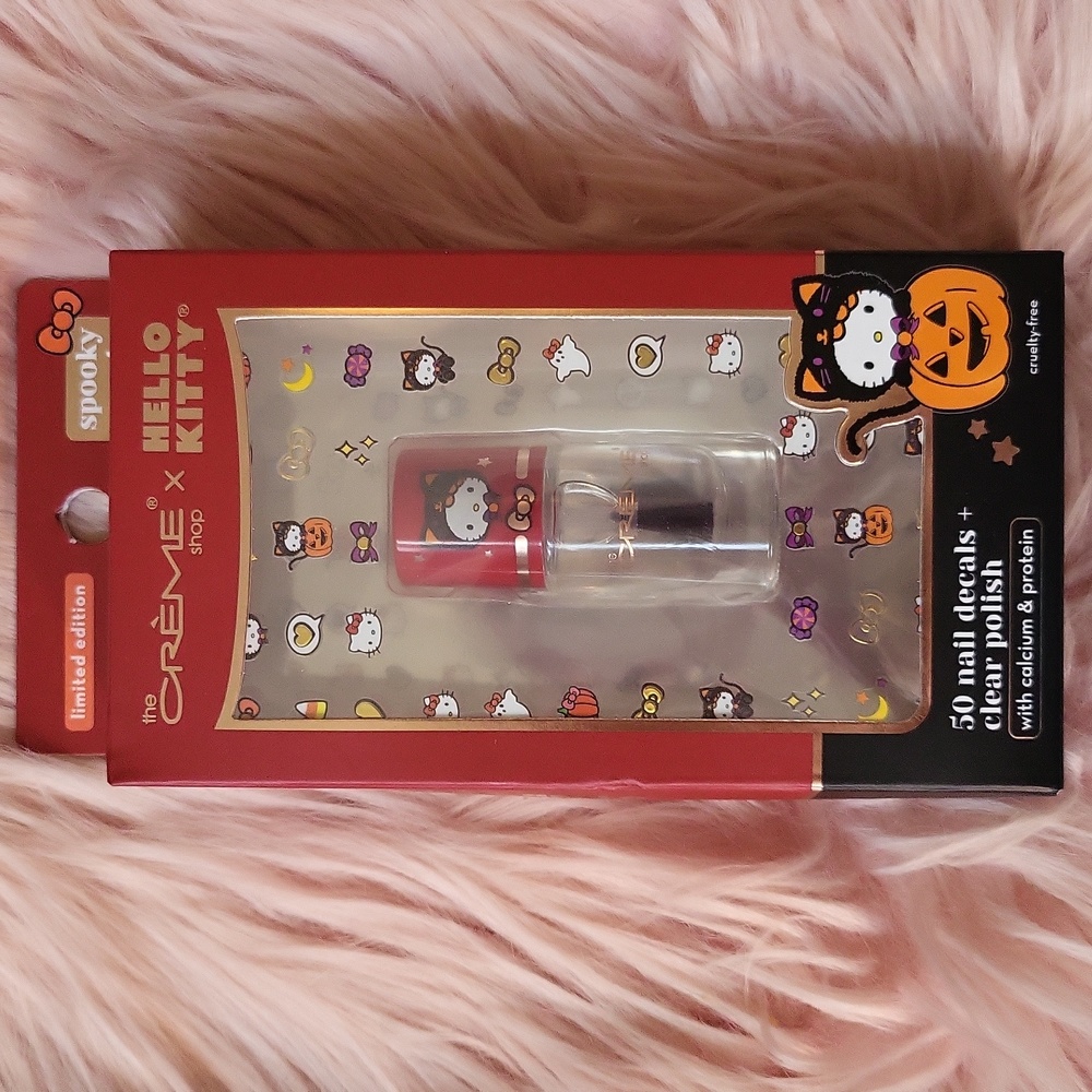 Brand New THE CREME SHOP HELLO KITTY NAIL DECALS & POLISH KIT